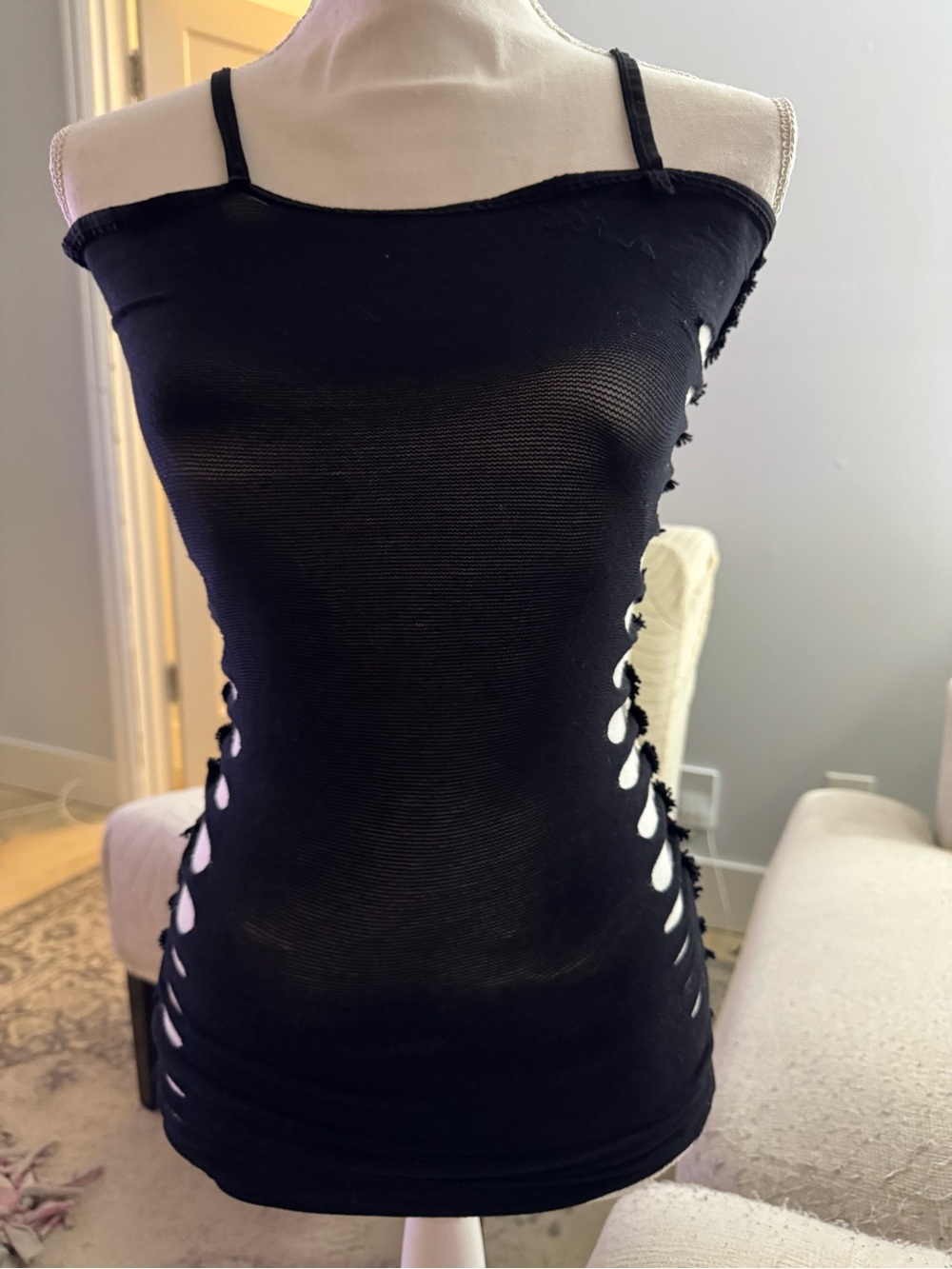 Black Cutout Ribbed short Dress or Tank Top